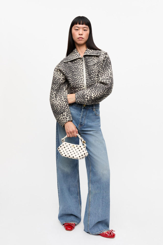 TWEED CURVE SLEEVE SHORT JACKET - LEOPARD