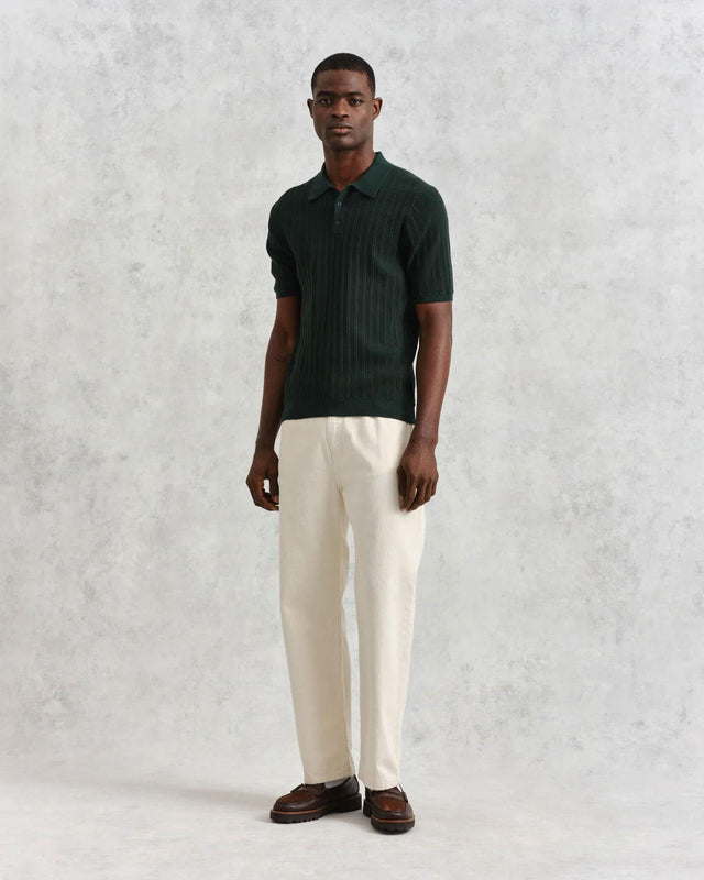 NAPLES POLO - GREEN SS24-KNT-NPL-BAR-GRN GREEN WAX LONDON 