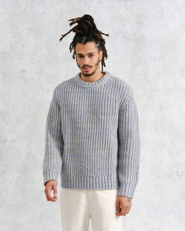 WILDE HEAVYWEIGHT KNIT JUMPER - BLUE AW24-KNT-WLD-BLL-BLU -BLUE WAX LONDON 