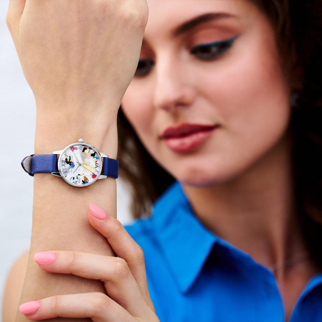 POP ART WATCH - SILVER OBGSET151 -SILVER/ POP ART DIAL OLIVIA BURTON 