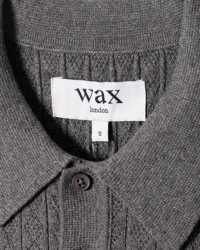 DIAMOND STRIPE OBAN POLO - GREY MARL AW25-KNT-OBN-BTV-MRL -GREY MARL WAX LONDON 