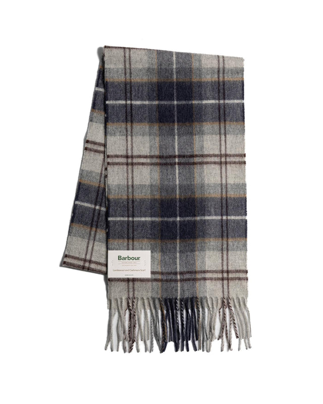 WOOL CASHMERE TARTAN SCARF - GREY MIDNIGHT USC0002TN38 -GREY MIDNIGHT TARTAN BARBOUR 