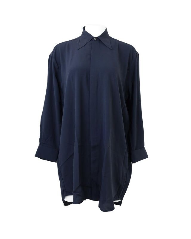 SHIRT DRESS SILK AND ACETATE CREPE - NIGHT BLUE