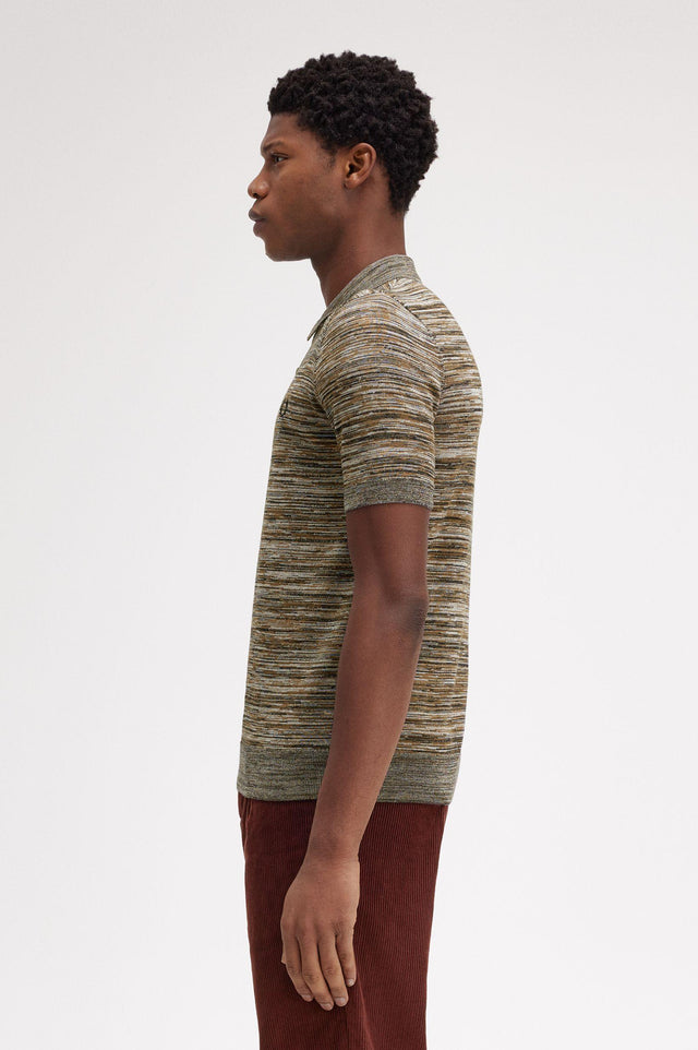 SPACE DYE KNITTED SHIRT - SHADED STONE K8543 -X54 SHDSTN/ECRU FRED PERRY 