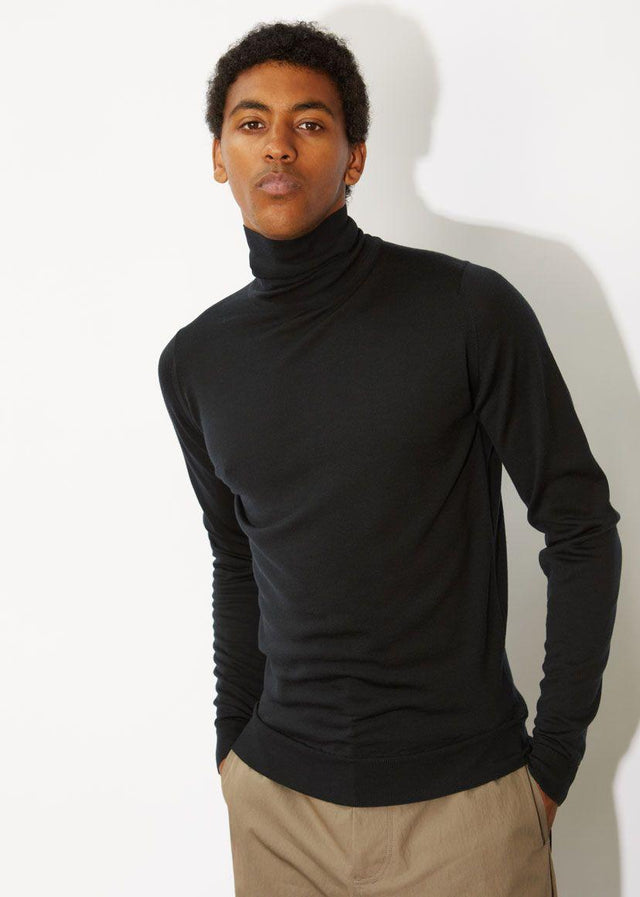 John Smedley CHERWELL PULLOVER ROLL NECK LSBLACK