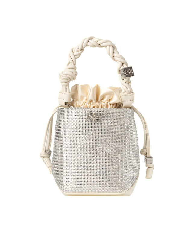 BOU BUCKET MINI SATIN STRASS BAG - EGRET A6507 -135 EGRET GANNI 