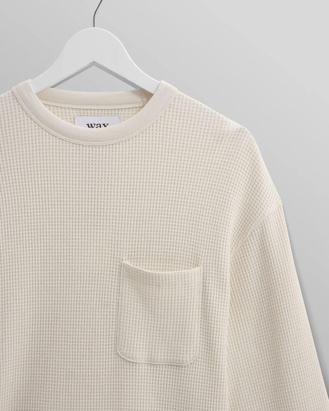 MOORE WAFFLE TEXTURED COTTON T-SHIRT - ECRU AW24-LST-MOR-BLF-ECR -ECRU WAX LONDON 