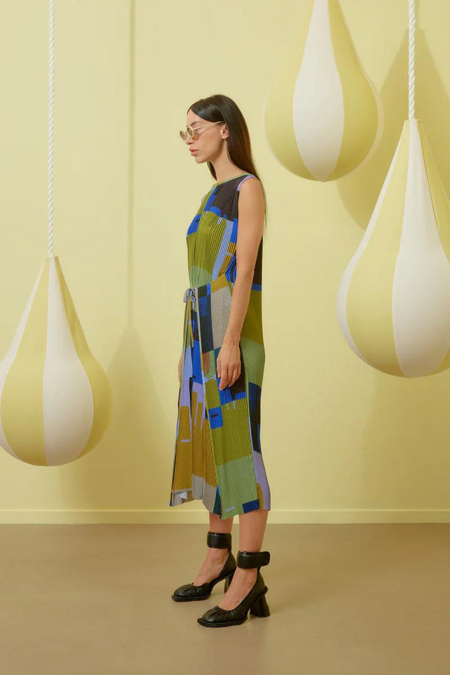 PULL PLISSE DRESS - BOXES OVERLAP SS24STUD-F322 298 HENRIK VIBSKOV 