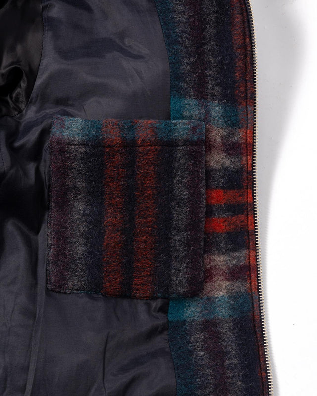 WOOL CHECK HEATH JACKET - NAVY/ MULTI AW25-JKT-HTH-BZF-NML -NAVY/MULTI WAX LONDON 