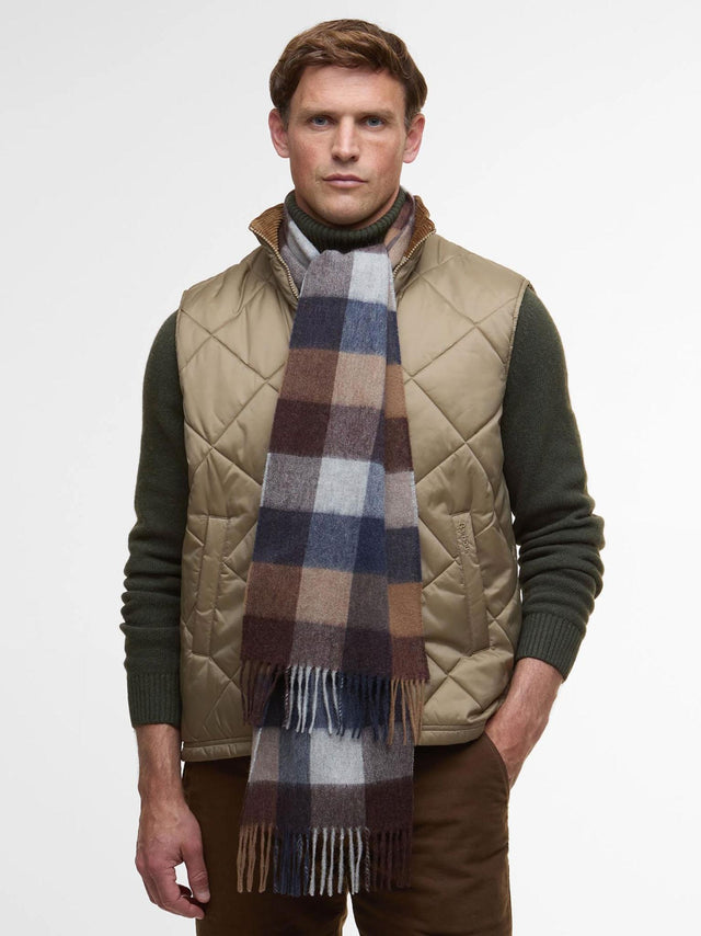 LAMBSWOOL TATTERSALL SCARF - MIDNIGHT OAK USC0005TN38 -MIDNIGHT OAK BARBOUR 