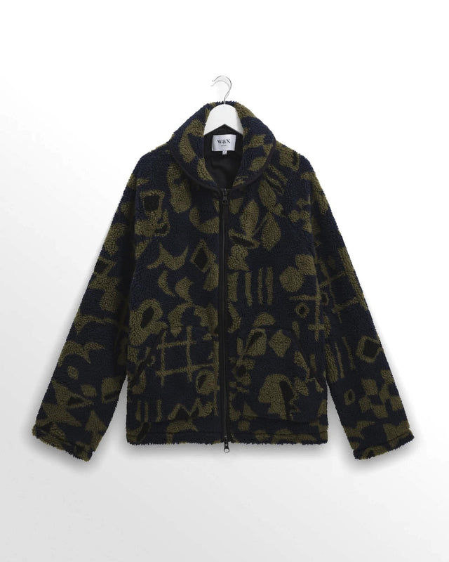 SHAPES BORG TATE FLEECE - NAVY/ KHAKI AW25-JKT-TAT-BZT-NVK -NAVY/KHAKI WAX LONDON 