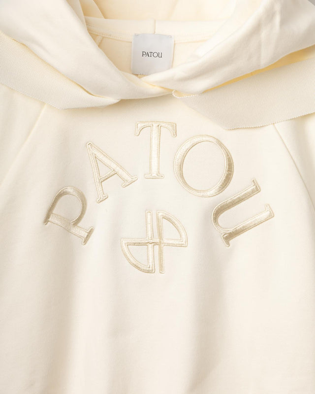LOGO AND JP MONOGRAM CROPPED HOODIE - SNOWBERRY WHITE JE1929995 -097C SNOWBERRY WHITE PATOU 