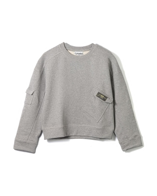 HEAVY TERRY DROP SHOULDER SWEATSHIRT - PALOMA MELANGE T4141 -921 PALOMA MELANGE GANNI 