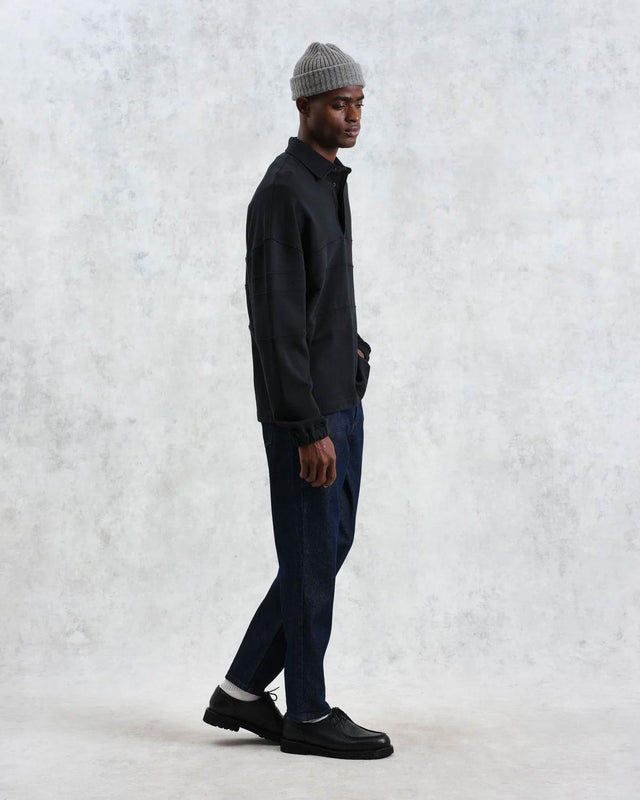 BLEN ORGANIC COTTON RUGBY SHIRT - BLACK AW24-LST-BLN-BLR -BLACK WAX LONDON 
