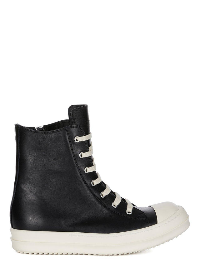 LEATHER SNEAKERS - BLACK/ MILK/ MILK