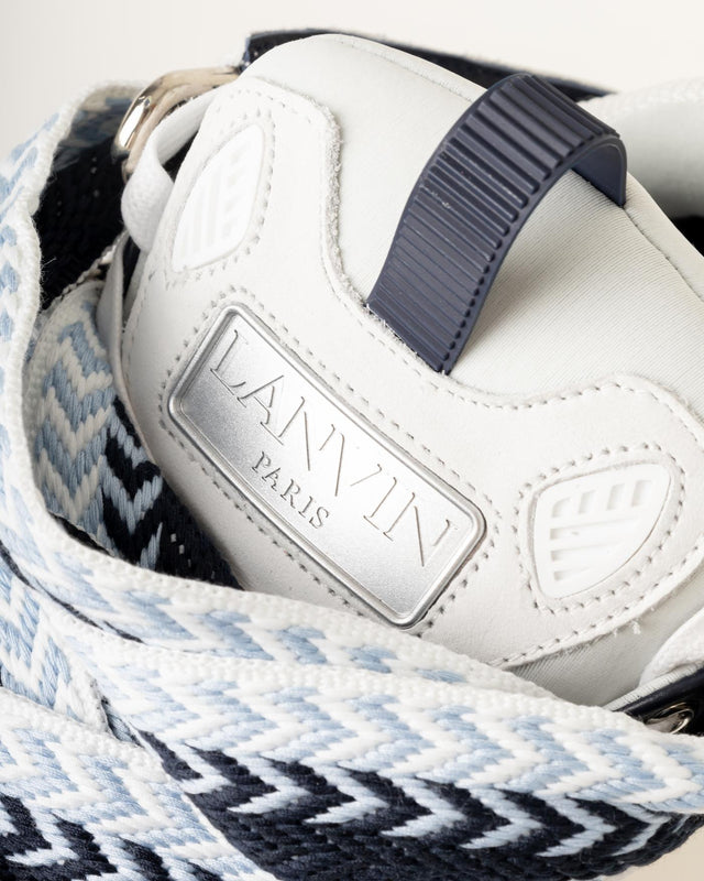 MENS LEATHER CURB SNEAKERS - WHITE/ NAVY BLUE FU-SKDK12-BICO-E25 -0029 WHITE/NAVY BLUE LANVIN 