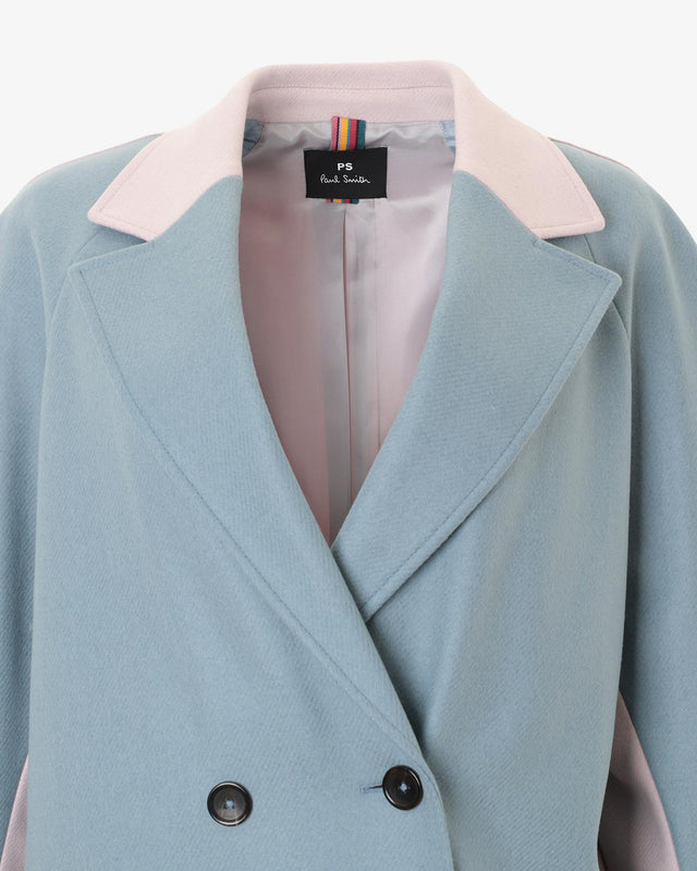 WOMENS CASHMERE COAT - BLUE MULTI W2R-241CB-L21059 44A PAUL SMITH 