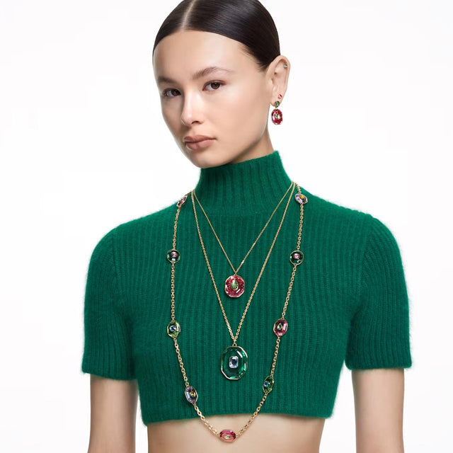 CHROMA STUD EARINGS - GREEN/GOLD-TONE PLATED 5639120 FANGR/GOS SWAROVSKI 