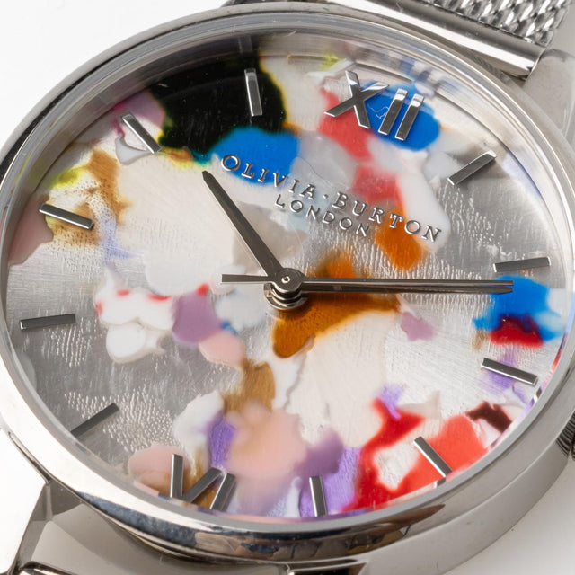 POP ART WATCH - SILVER OBGSET151 -SILVER/ POP ART DIAL OLIVIA BURTON 