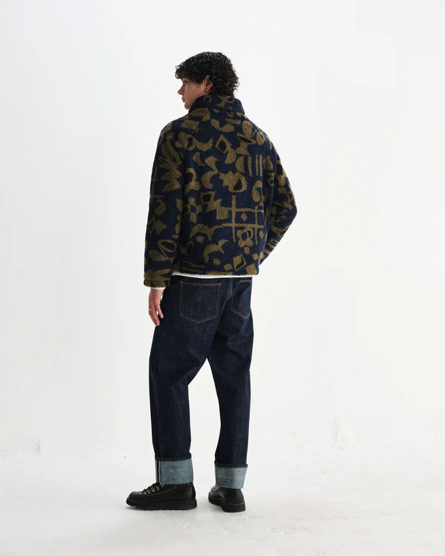 SHAPES BORG TATE FLEECE - NAVY/ KHAKI AW25-JKT-TAT-BZT-NVK -NAVY/KHAKI WAX LONDON 