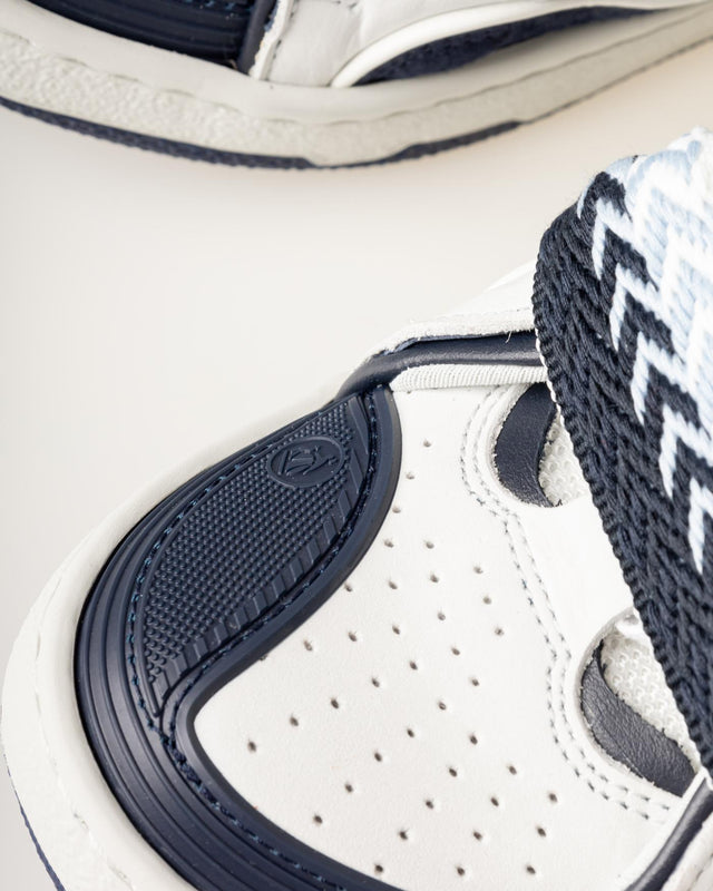 WOMENS LEATHER CURB SNEAKERS - WHITE/ NAVY BLUE FU-SKDK12-BICO-E25 -0029 WHITE/NAVY BLUE LANVIN 