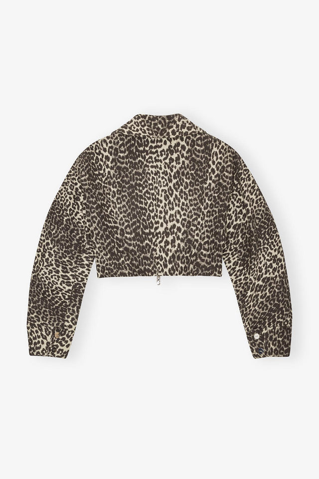TWEED CURVE SLEEVE SHORT JACKET - LEOPARD