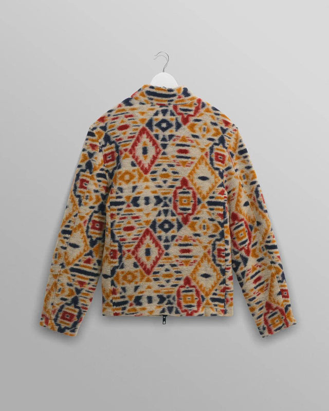COZY JACKET GEO FLEECE - ECRU/MUSTARD