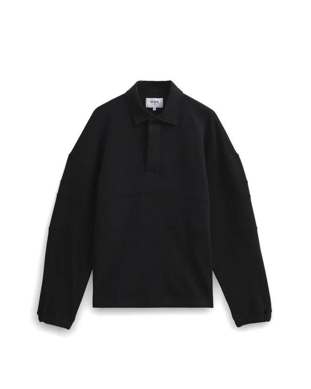 BLEN ORGANIC COTTON RUGBY SHIRT - BLACK AW24-LST-BLN-BLR -BLACK WAX LONDON 