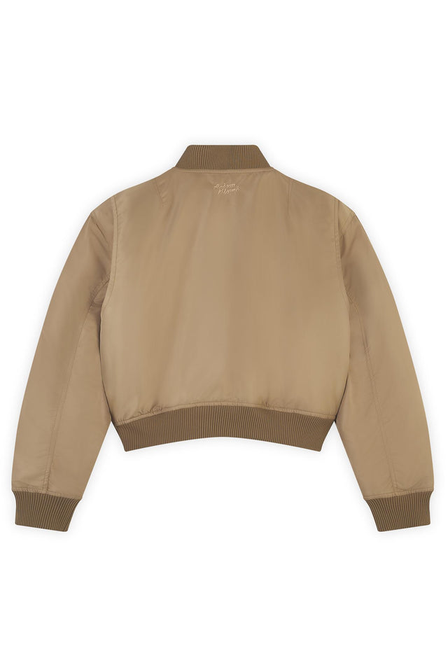 BOMBER IN NYLON WITH LOGO HANDWRITING EMBROIDERY - TAUPE LW02109WQ0061 TAUPE Maison Kitsune 