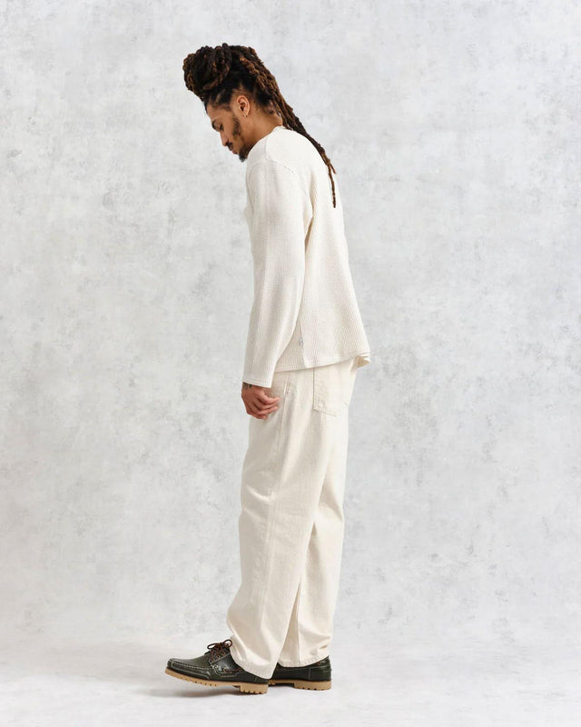MOORE WAFFLE TEXTURED COTTON T-SHIRT - ECRU AW24-LST-MOR-BLF-ECR -ECRU WAX LONDON 