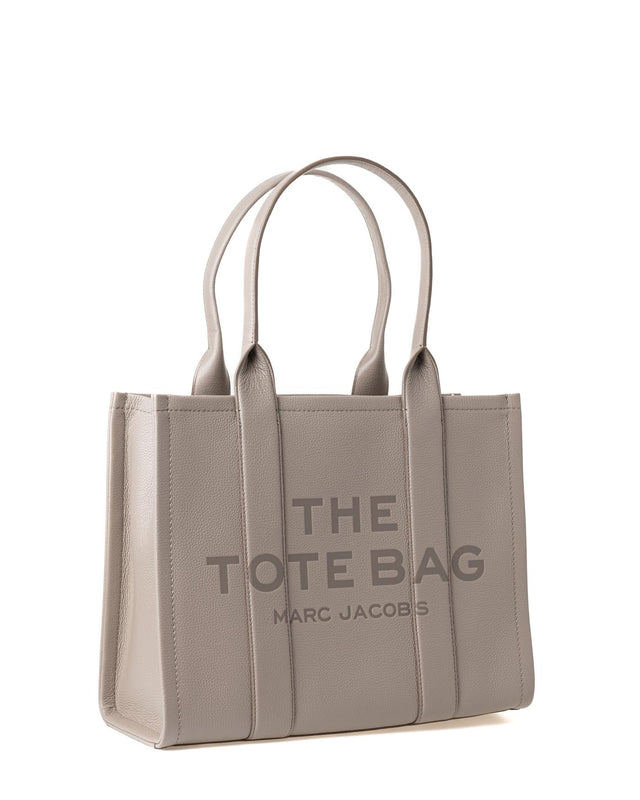 THE LEATHER LARGE TOTE BAG - CEMENT