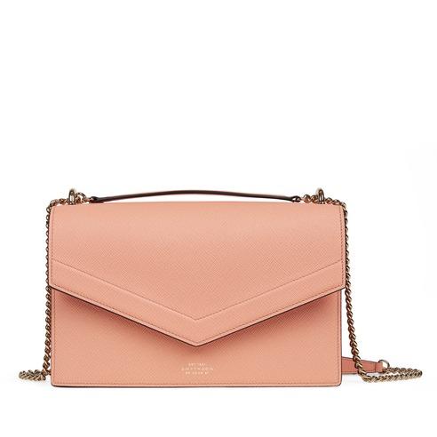 PANAMA ENVELOPE BAG WITH CHAIN - PEACH