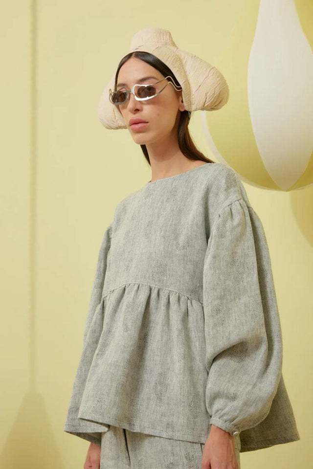 BOWL BLOUSE - GREY MELANGE GLOVES SS24STUD-F215 901 HENRIK VIBSKOV 