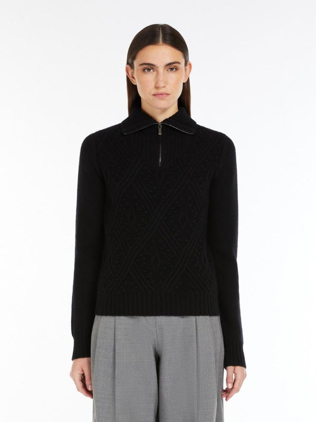 ETRA JUMPER WITH ZIP - BLACK 2426366042600 -10 MAX MARA 