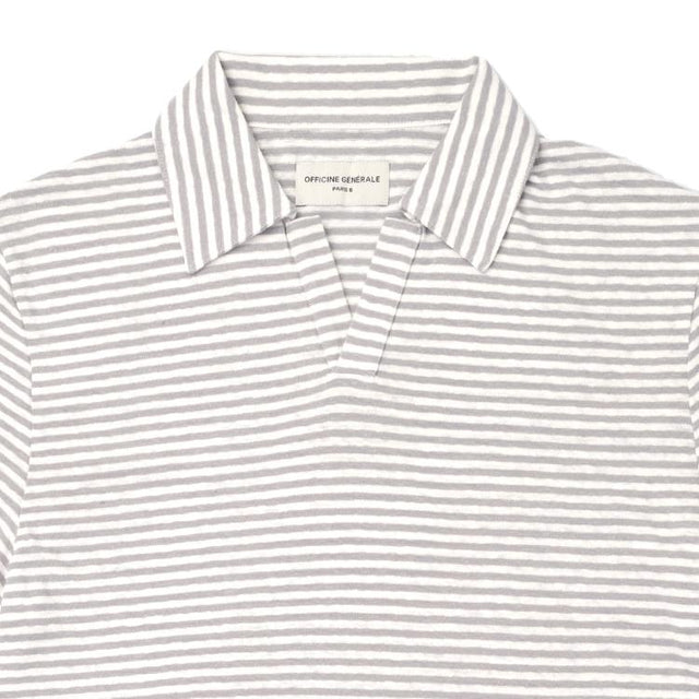 SIMON STRIPE POLO - HEATHER GREY/ ECRU S25MTEE225 -HEATHER GREY/ECRU OFFICINE GENERALE 