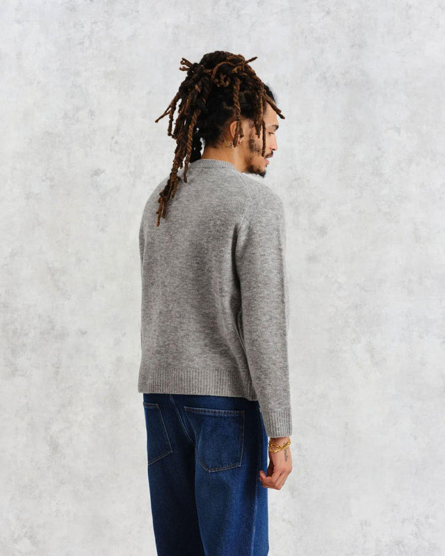 WILDE CREW BOUCLE JUMPER - GREY MARL AW24-KNT-WLD-BLG-GRM -GREY MARL WAX LONDON 