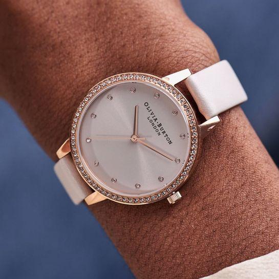 DEMI BLUSH SUNRAY SPARKLE BEZEL WATCH - WHITE OB16DE13 -BLUSH SUNRAY SPARKLE OLIVIA BURTON 
