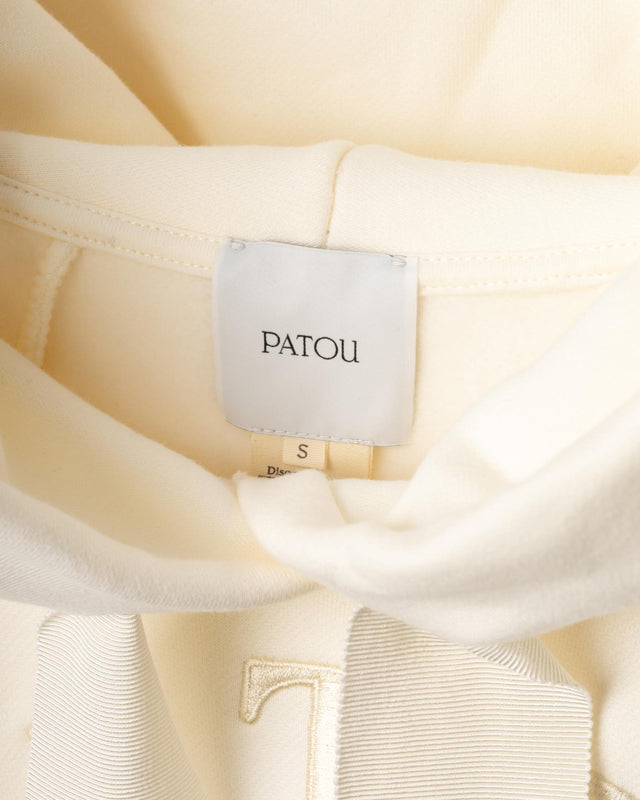 LOGO AND JP MONOGRAM CROPPED HOODIE - SNOWBERRY WHITE JE1929995 -097C SNOWBERRY WHITE PATOU 