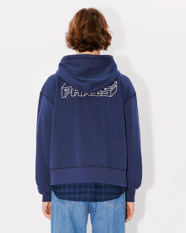 KUBE EMBROIDERED ZIPPED HOODIE - MIDNIGHT BLUE FE65SW2144MF -77 kenzo 