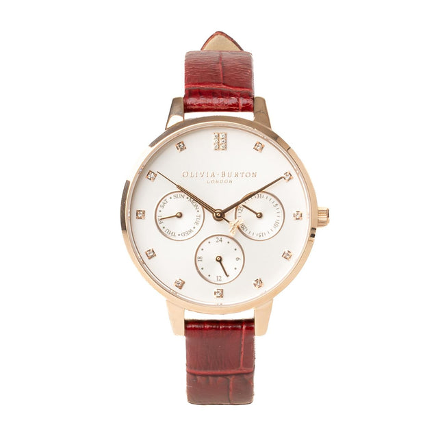 DEMI MULTIFUNCTION WATCH - BURGUNDY 24000009 -BROWN/ SILVER OLIVIA BURTON 