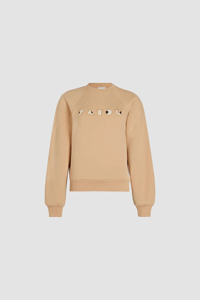 EMBROIDERED ART DECO PATOU SWEATSHIRT - BISCUIT JE1299995 -109B BISCUIT PATOU 