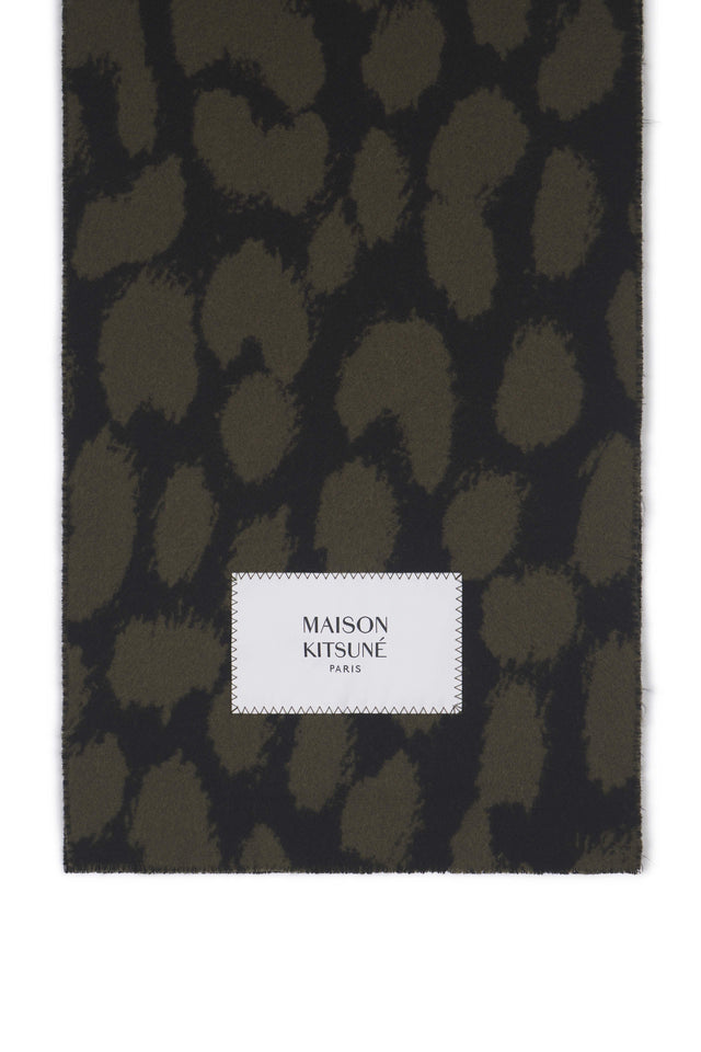 LEOPARD SCARF - LEOPARD KHAKI/BLACK LW06204WA0021 LEOPARD KHAKI/BLACK Maison Kitsune 