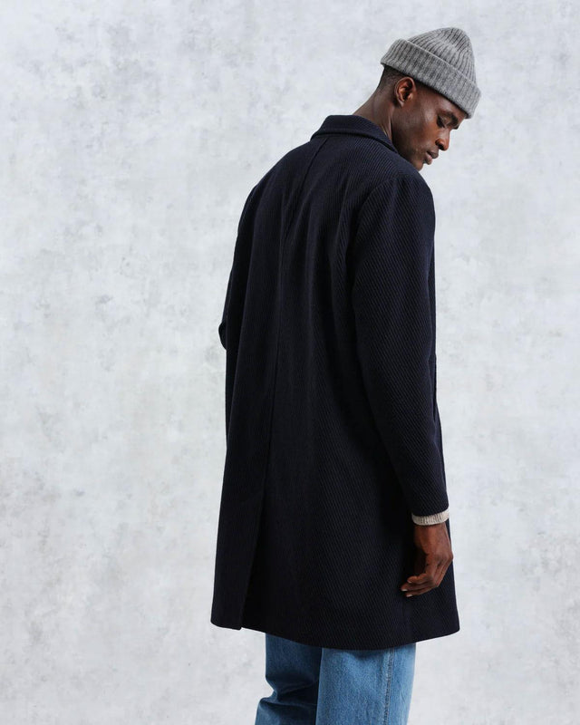 SASSO TWILL WOOL COAT - NAVY AW24-OUT-SAS-BKR-NVY -NAVY WAX LONDON 
