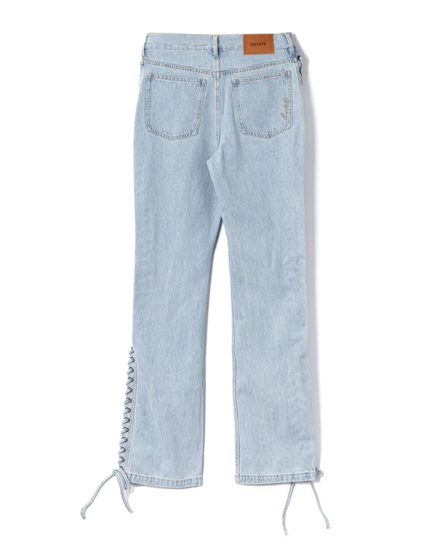 LACED STRAIGHT LEG JEANS - LIGHT BLUE DENIM 1141831468 -1468 LIGHT BLUE DENIM ROTATE 