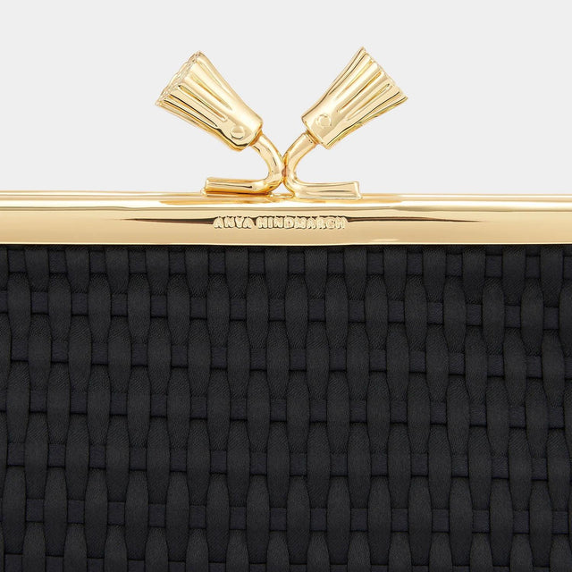 ANYA HINDMARCH 179324BLACK SATIN WEAVE