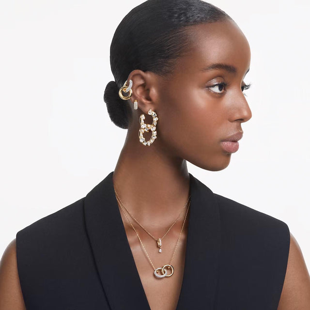 DEXTERA HOOP EARRINGS - WHITE/GOLD-TONE PLATED 5636530 CRY/GOS SWAROVSKI 
