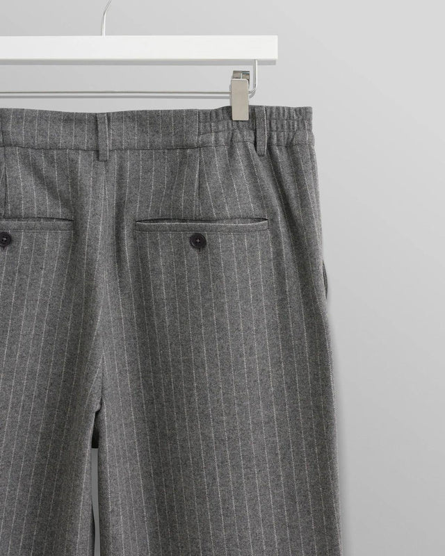 MALHAM PINSTRIPE WOOL TROUSERS  - CHARCOAL GREY AW24-TRO-MAL-BSS-CHR -CHARCOAL WAX LONDON 