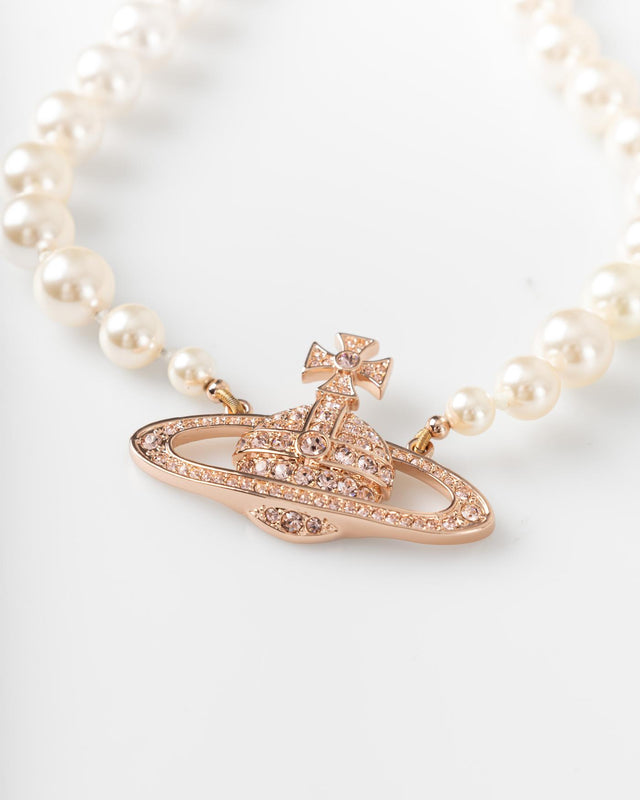 ONE ROW PEARL CHOKER - PINK GOLD