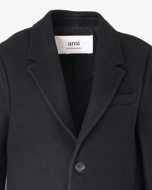 TWO BUTTONS WOOL COAT - BLACK<BR/><BR/> FCO005.WV0020 BLACK AMI PARIS 