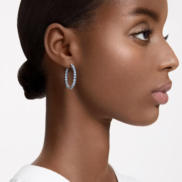 MATRIX HOOP EARRINGS - BLUE/RHODIUM PLATED 5647446 AQUAM/RHS SWAROVSKI 